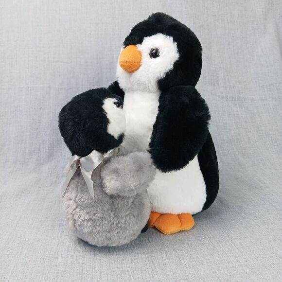 The Bearington Collection Penguin Pair Mom and Baby 10in Plush Stuffed Animal - Picture 4 of 11